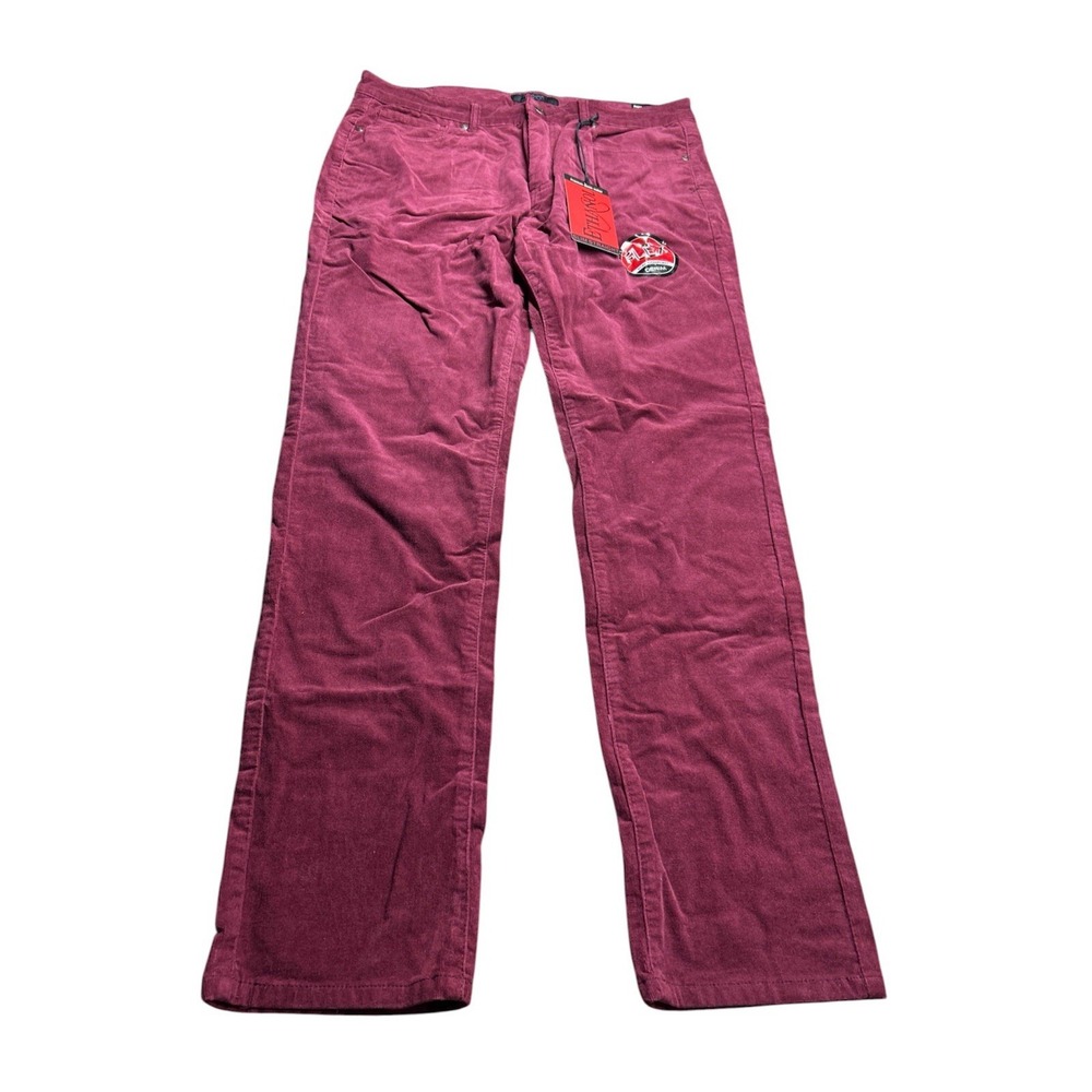 Ethanol Mens Flex Denim Corduroy Jeans 36x32 Burgundy Wine Slim Straight NWT